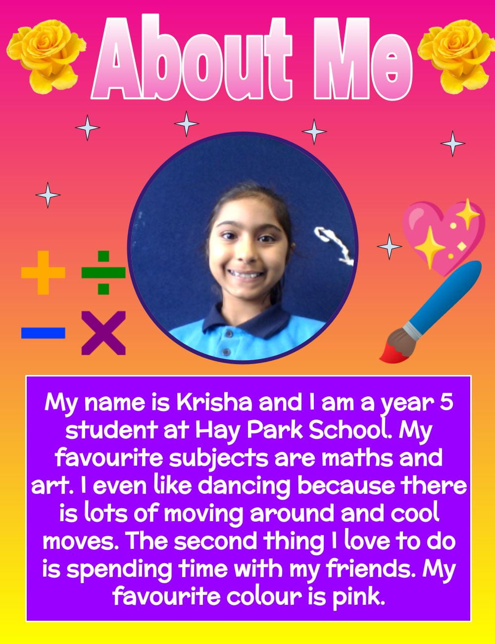 The sun🌞 – Krisha @ Hay Park School